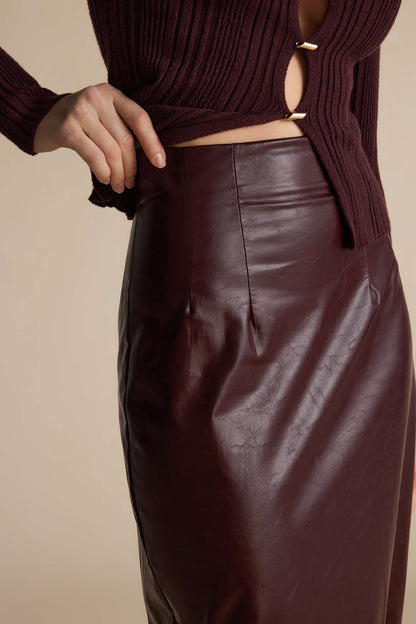 Faux Leather Midi Skirt