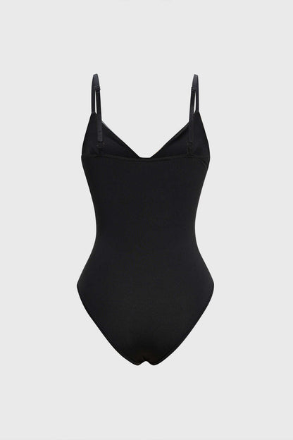 Faux Leather Patchwork Sleeveless Bodysuit