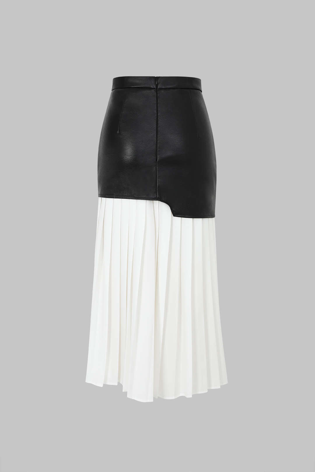 Faux Leather Pleated Midi Skirt