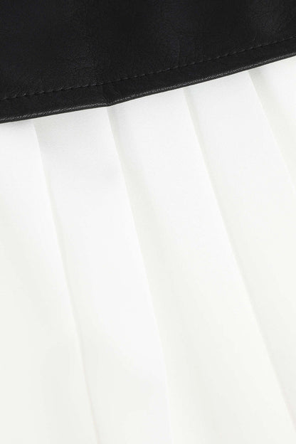 Faux Leather Pleated Midi Skirt