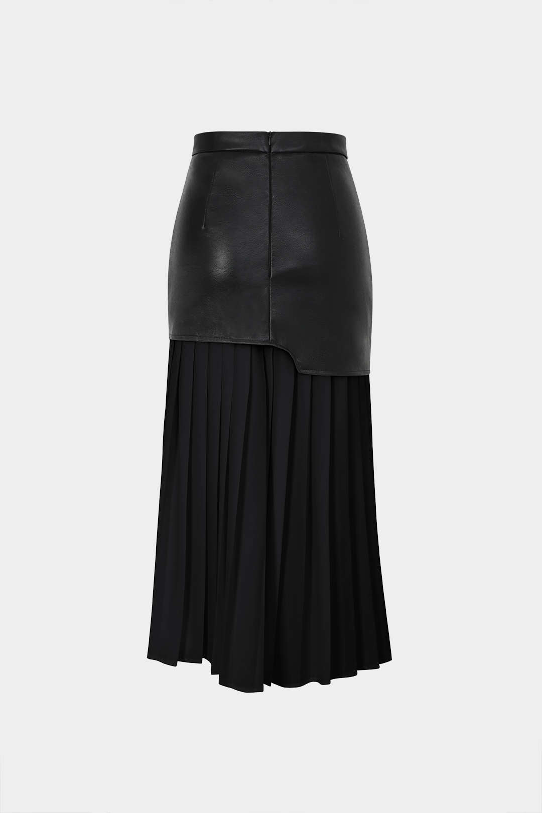 Faux Leather Pleated Midi Skirt