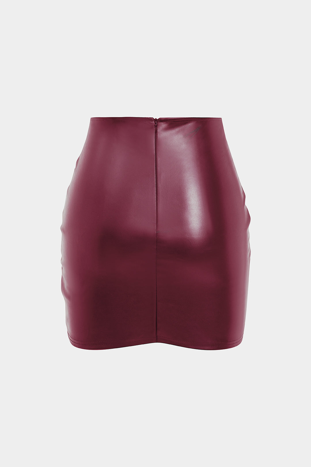 Faux Leather Ruched Mini Skirt