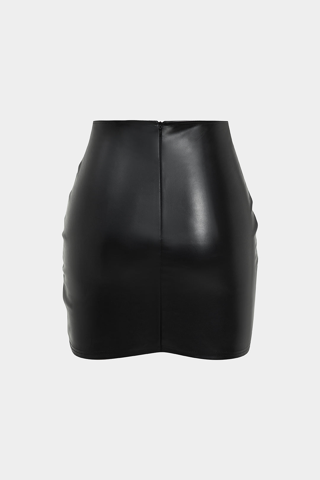 Faux Leather Ruched Mini Skirt