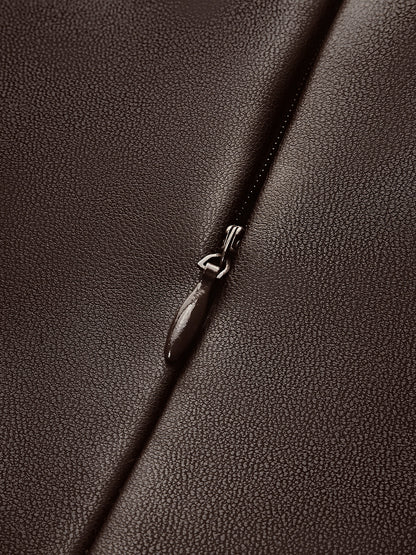 Faux Leather Sleeveless Midi Dress