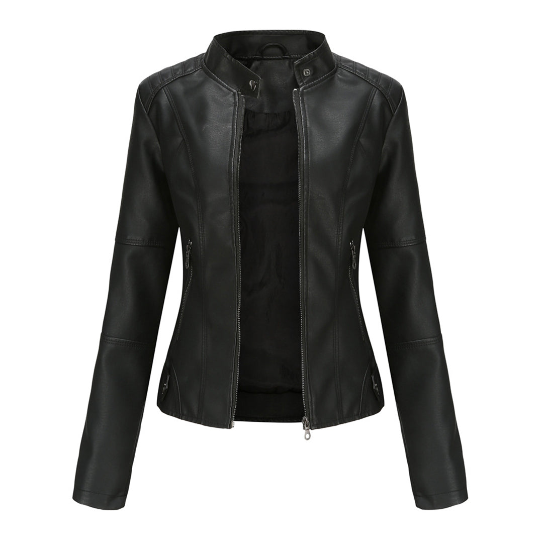 Faux Leather Tailored Fit Biker Jacket