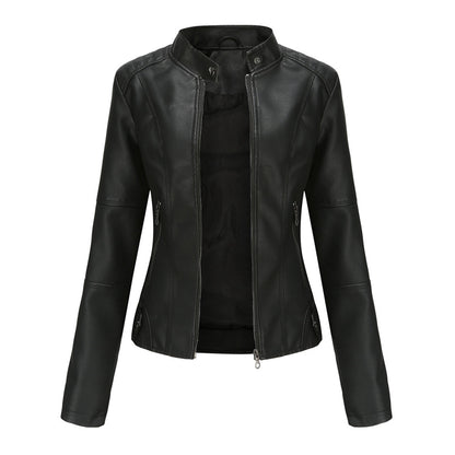 Faux Leather Tailored Fit Biker Jacket