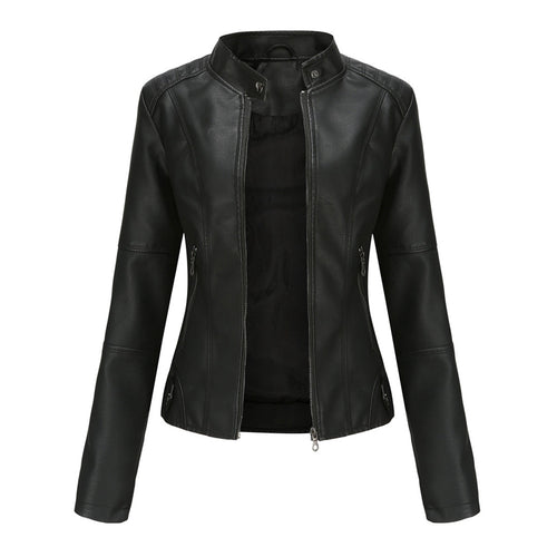 Faux Leather Tailored Fit Biker Jacket