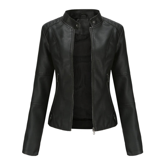 Faux Leather Tailored Fit Biker Jacket