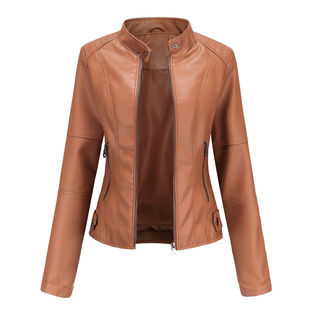 Faux Leather Tailored Fit Biker Jacket