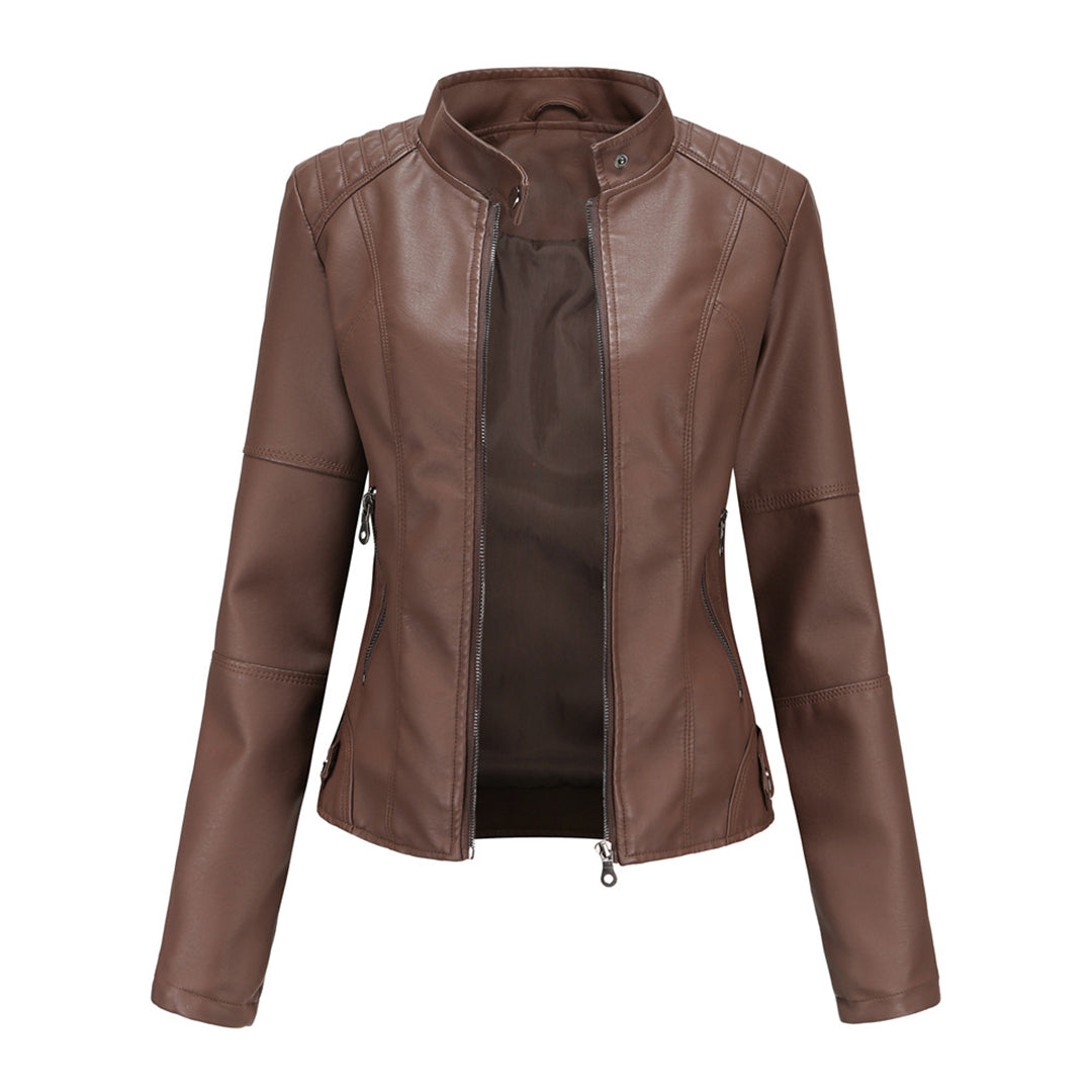 Faux Leather Tailored Fit Biker Jacket