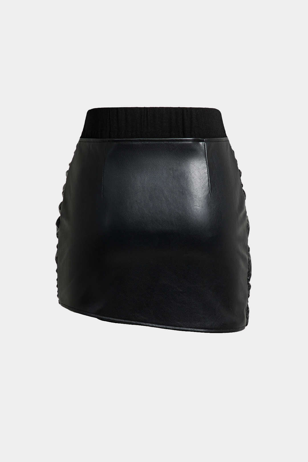 Faux Leather Tie Front Mini Skirt