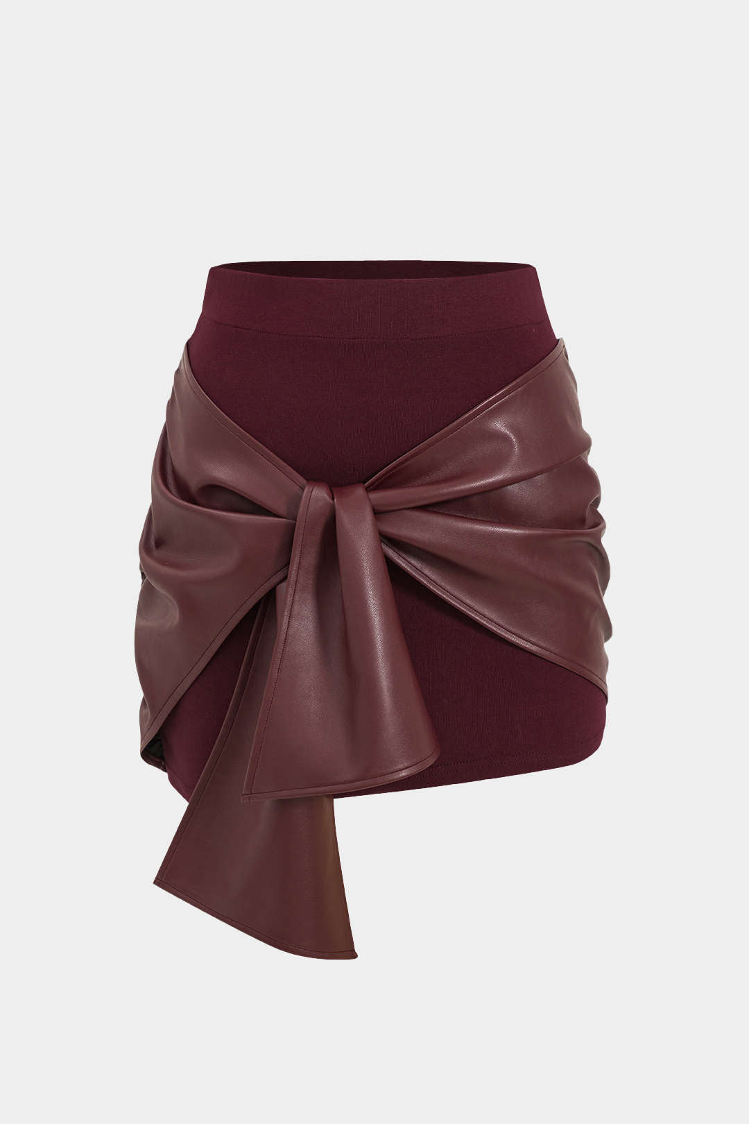 Faux Leather Tie Front Mini Skirt