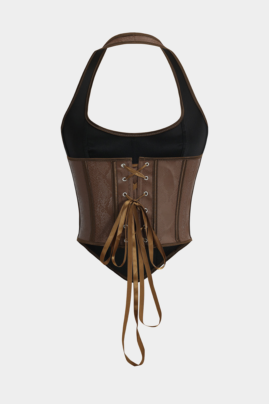 Faux Leather V-Neck Corset Cami Top