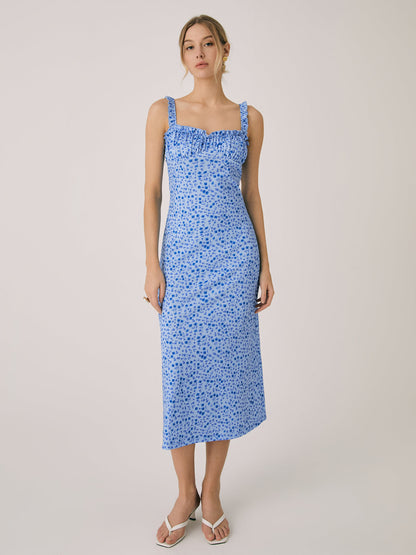 Floral Jersey Midi Wedding Guest Dress