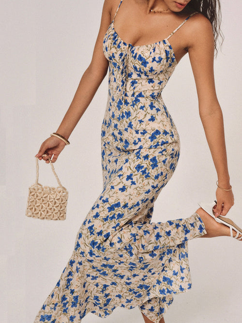 Floral Print Knotted Detail Maxi Dress