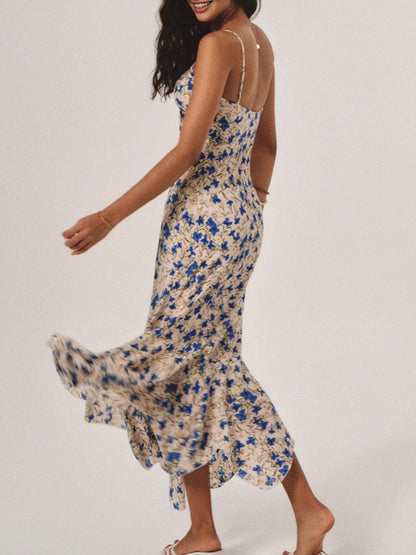 Floral Print Knotted Detail Maxi Dress