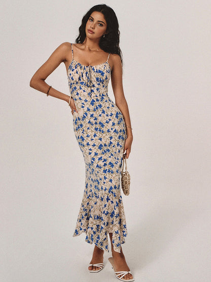 Floral Print Knotted Detail Maxi Dress