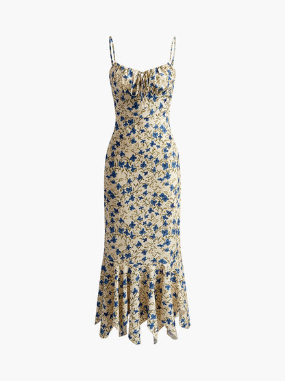 Floral Print Knotted Detail Maxi Dress