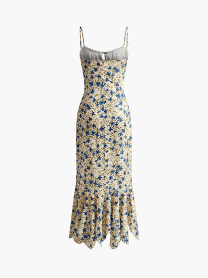 Floral Print Knotted Detail Maxi Dress