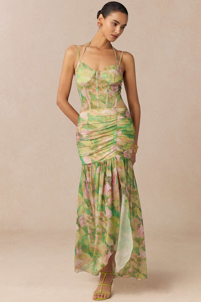 Floral Print Tie-Up Midi Dress