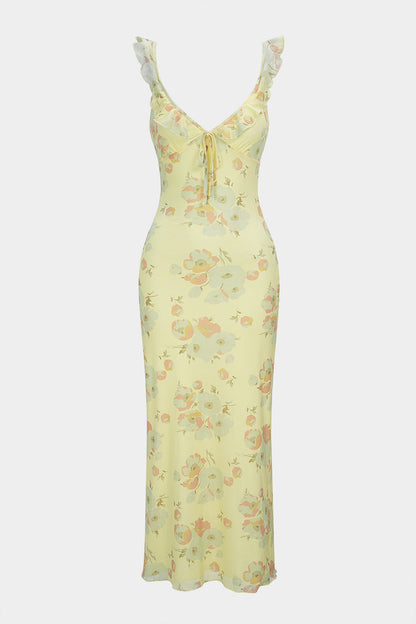 Floral Print V-Neck Maxi Dress
