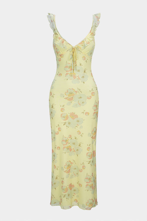 Floral Print V-Neck Maxi Dress