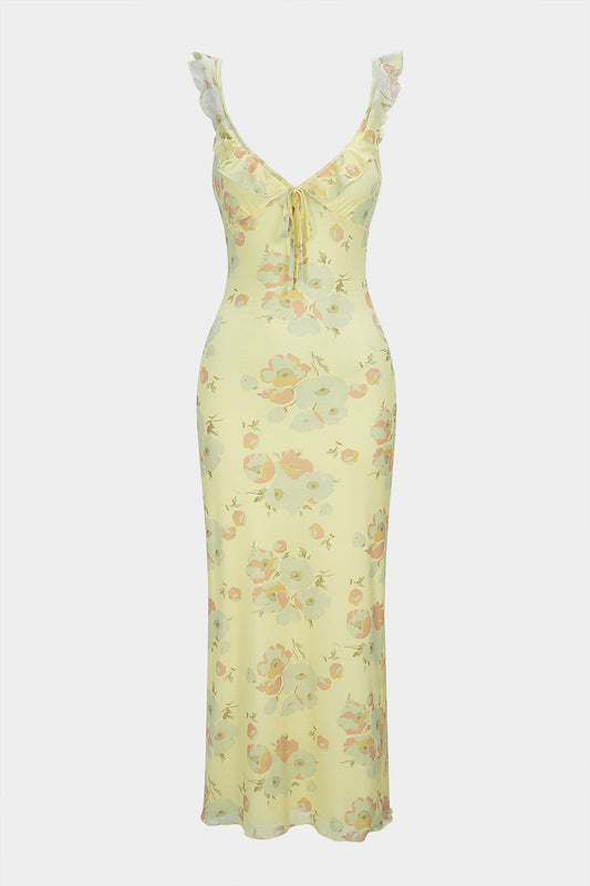 Floral Print V-Neck Maxi Dress