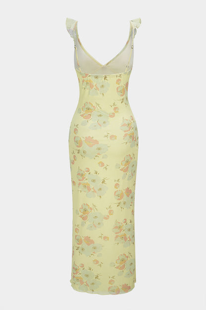 Floral Print V-Neck Maxi Dress