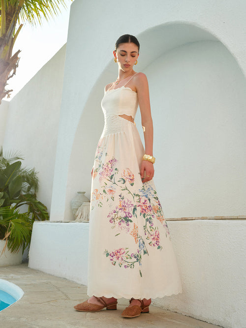 Floral Print Woven Maxi Dress