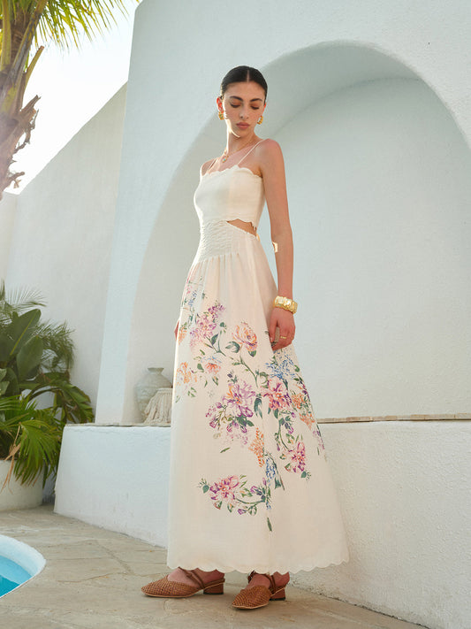 Floral Print Woven Maxi Dress