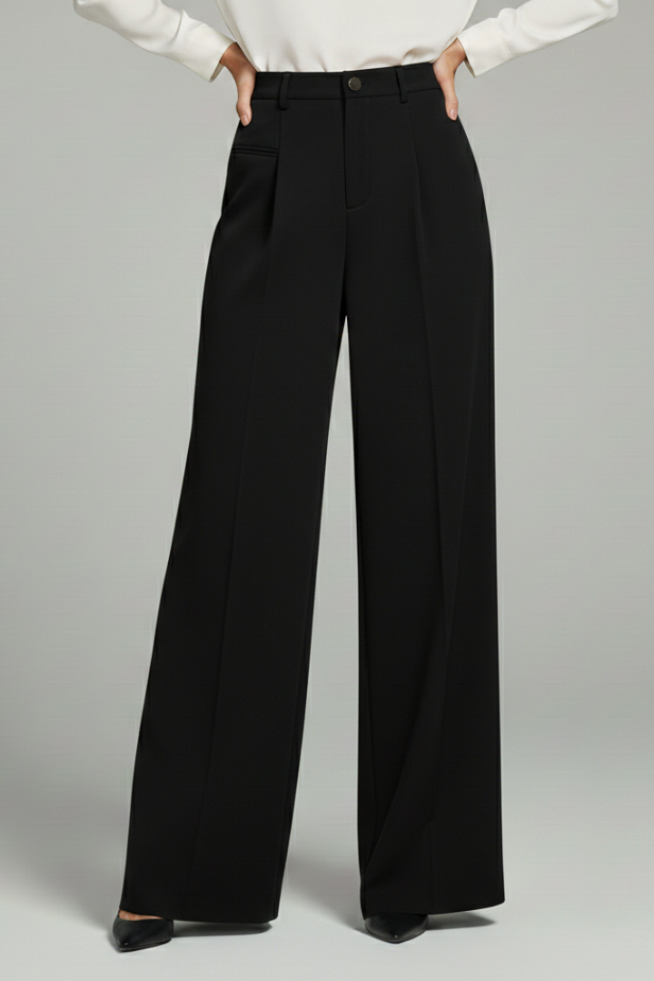 Flowy Pleated Black Palazzo Pants