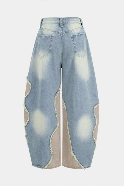 Frayed Hem Slim Fit Jeans