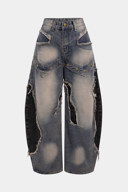 Frayed Hem Slim Fit Jeans