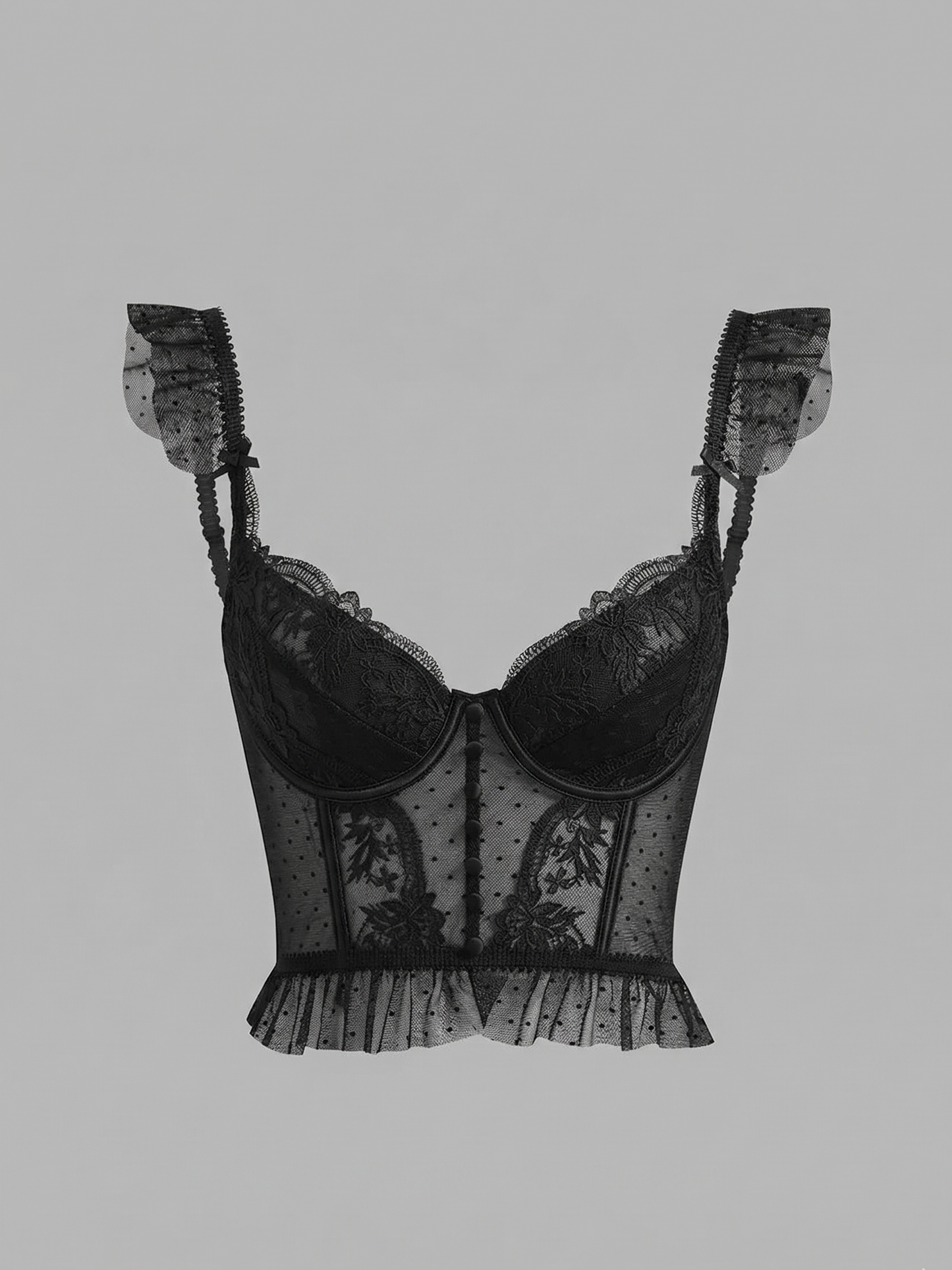 Sheer Lace Mesh Corset Crop Top