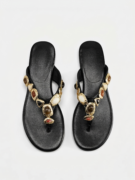 Gemstone Detail Flip Flop Sandals