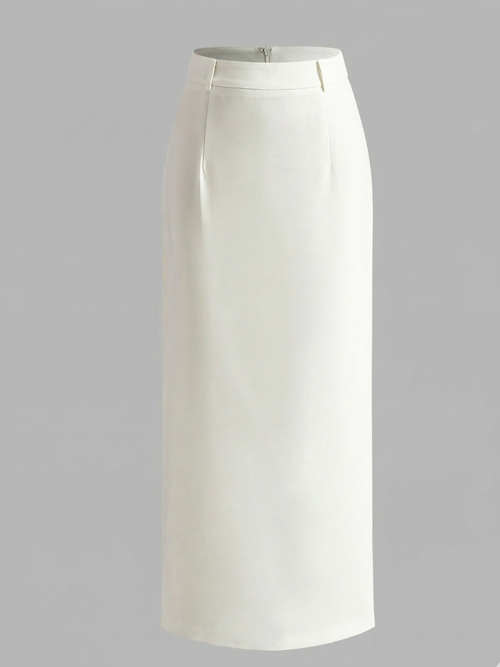 Woven Fabric Slit Back Maxi Skirt