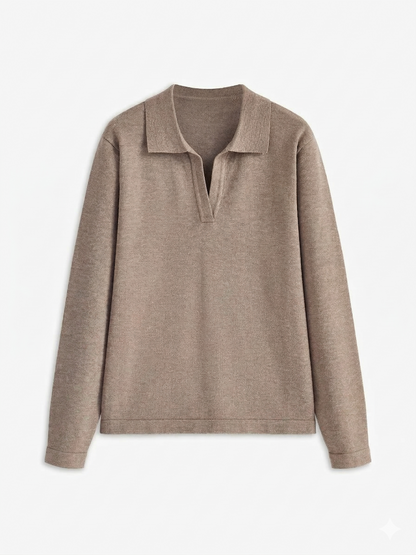 Knit Collared Detail Pullover Sweater