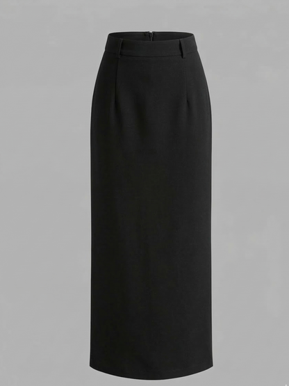 Woven Fabric Slit Back Maxi Skirt