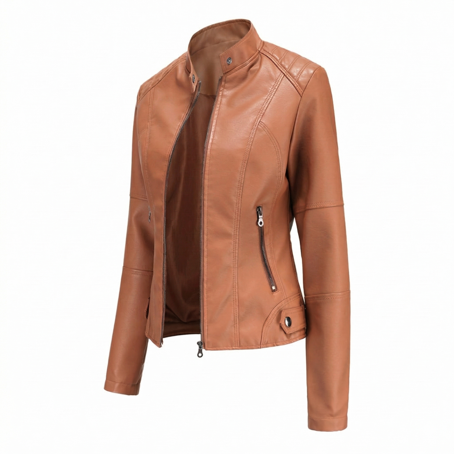 Faux Leather Tailored Fit Biker Jacket