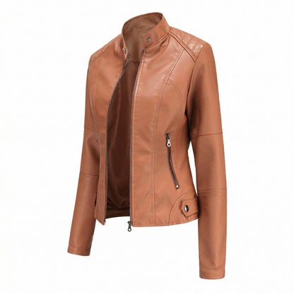 Faux Leather Tailored Fit Biker Jacket