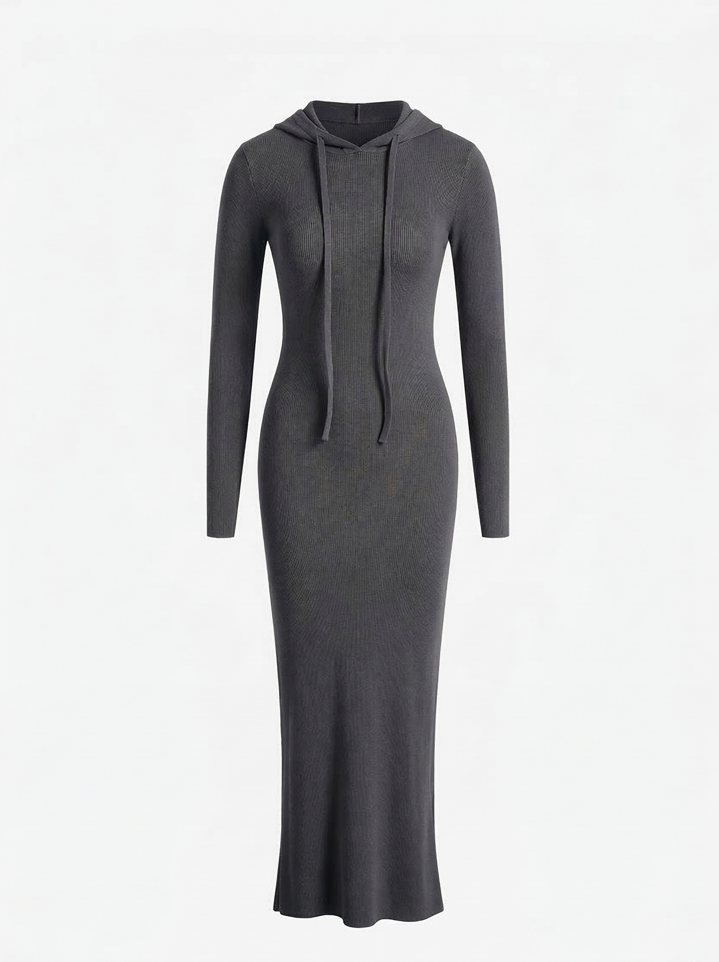 Hooded Long Sleeve Ribbed Maxi Dress