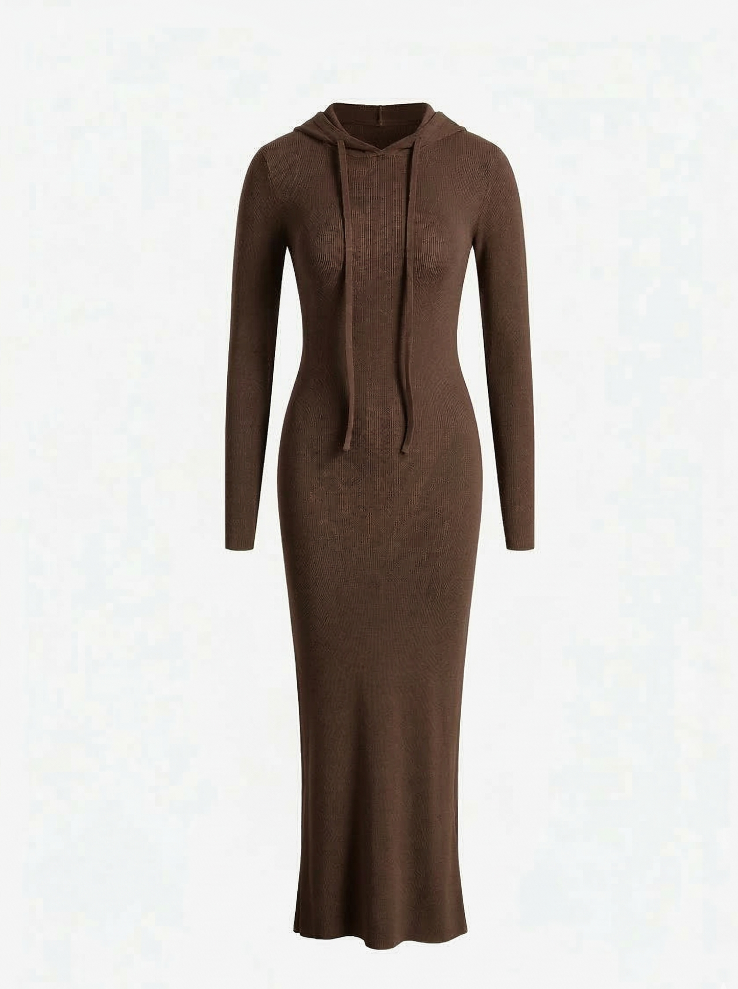 Hooded Long Sleeve Ribbed Maxi Dress