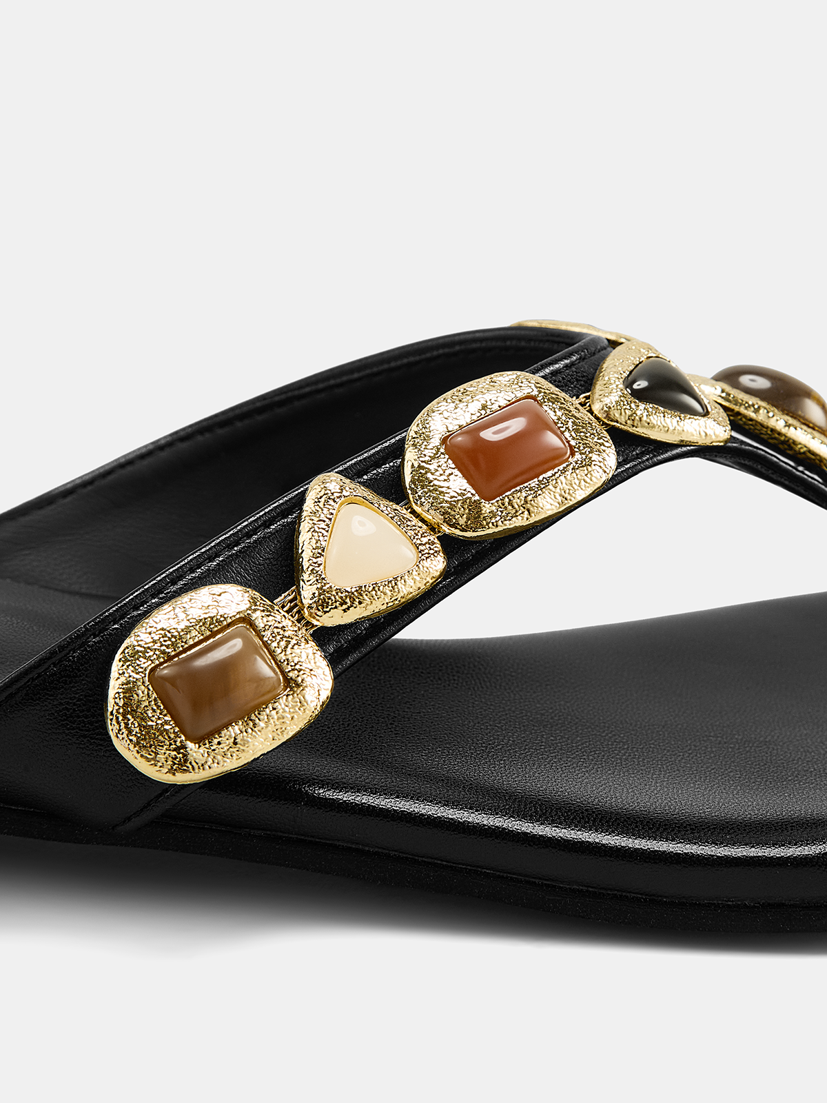 Gemstone Detail Flip Flop Sandals