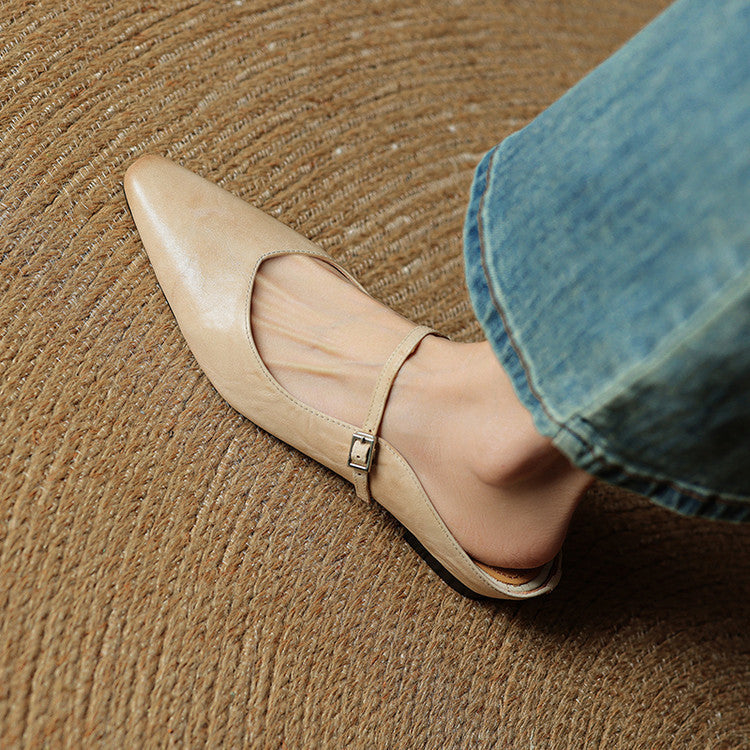 Genuine Leather Open-Back Mules