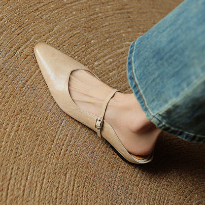 Genuine Leather Open-Back Mules