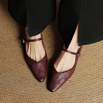 Genuine Leather Open-Back Mules