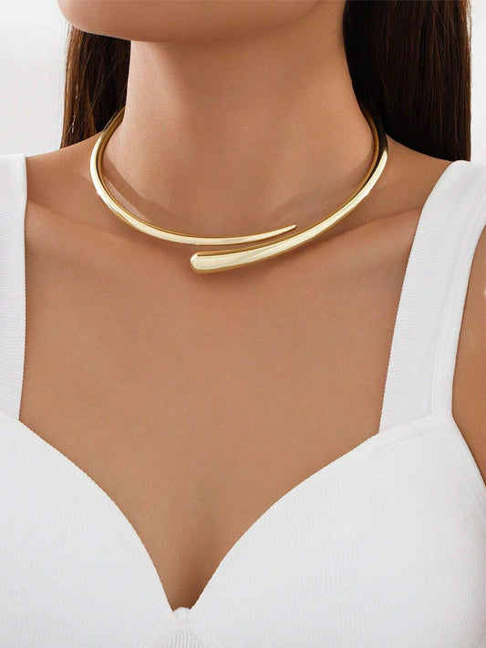 Gold-Tone Open Cuff Choker Necklace