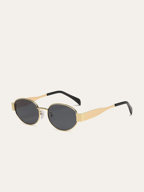 Gold-Trimmed Oval Sunglasses