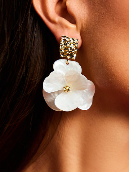 Gold Floral Dangle Earrings for Women