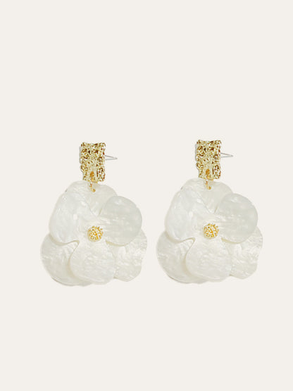 Gold Floral Dangle Earrings for Women